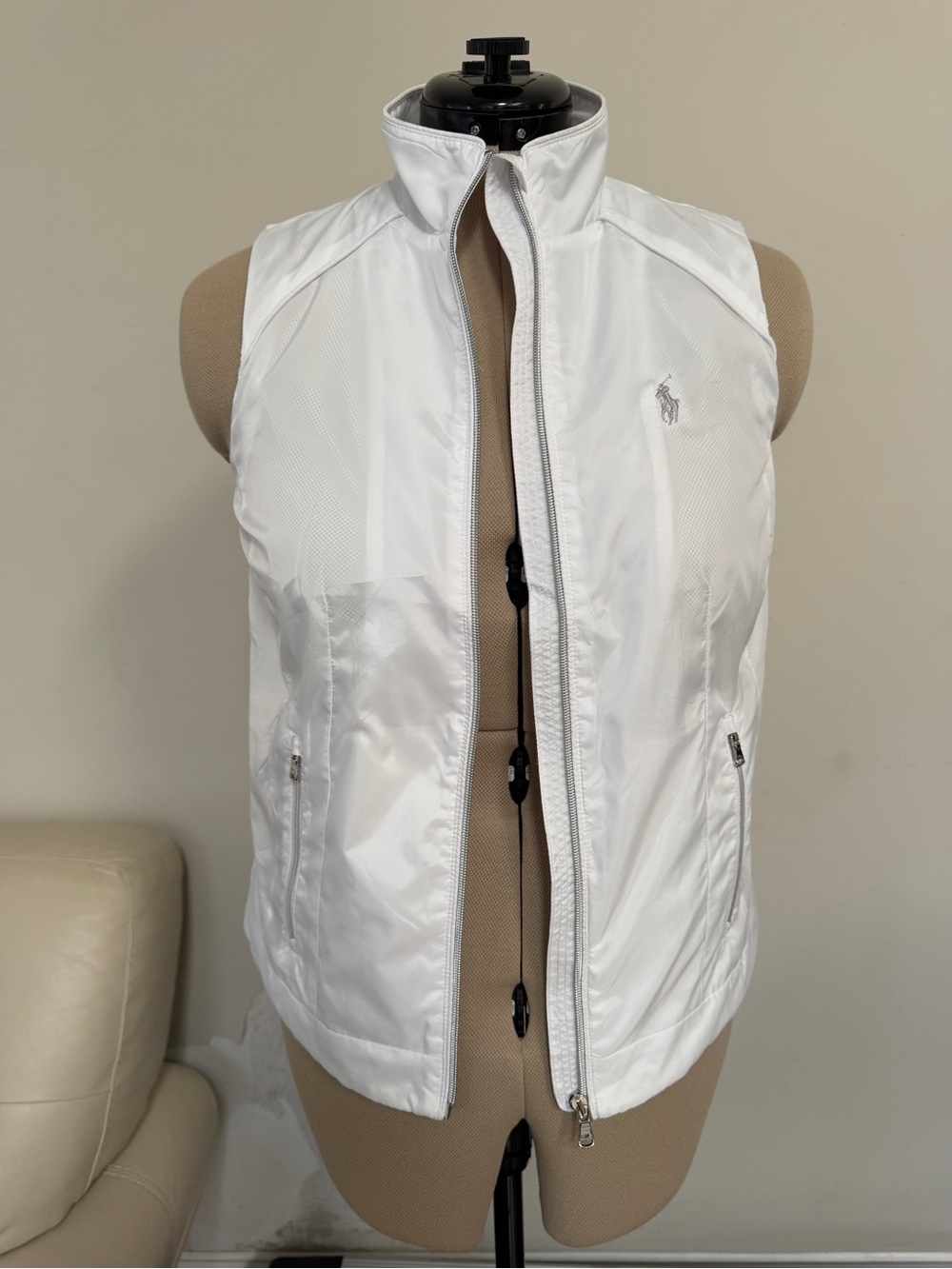 Ralph Lauren White Sleeveless Zip-Up Vest